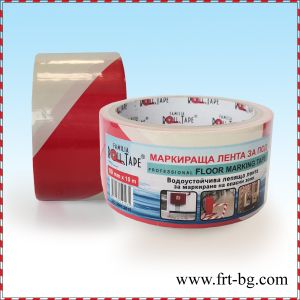 Маркираща лента за под 50мм х 10м- бяло-червена- с лепило